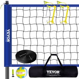 VEVOR - Outdoor Portable Volleyball Net System, Adjustable Height Steel Poles, Professional Volleyball Set - Dark blue