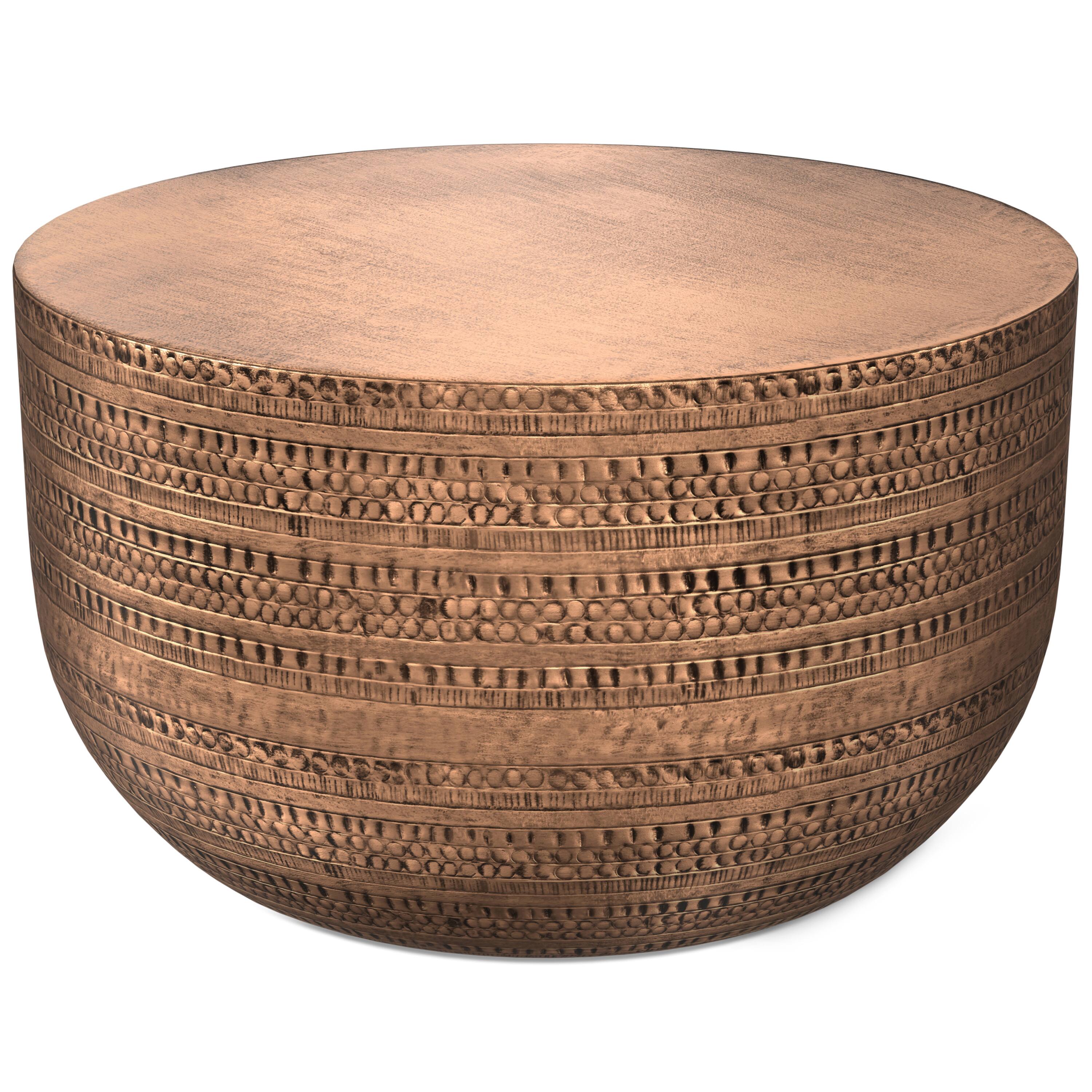 Angle. Simpli Home - Johnsen Metal Coffee Table - Antique Copper.