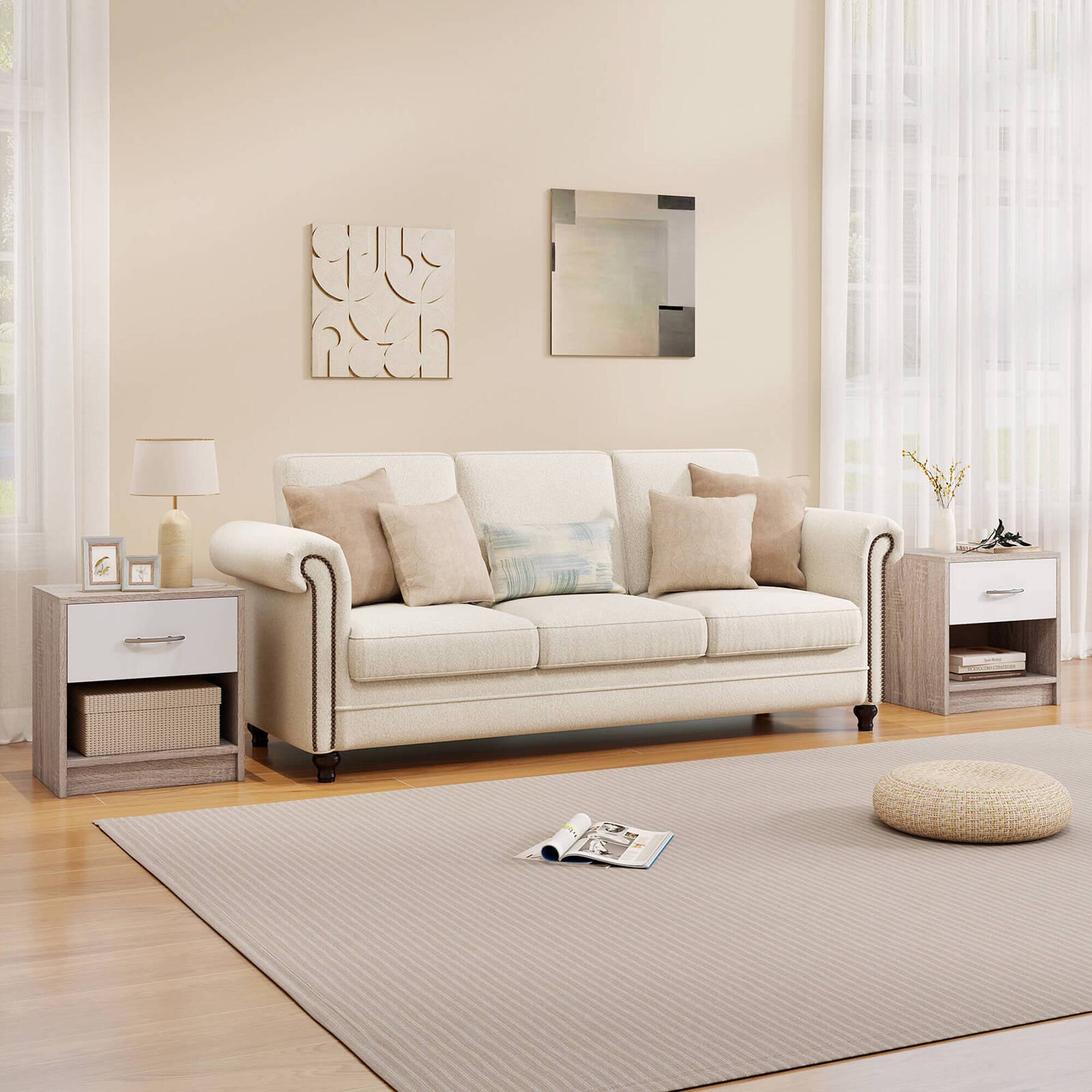 Alt View 5. Costway - Costway Modern Nightstand Bedside Table with Drawer Open Storage Shelf for Small Spaces - Light Gray.