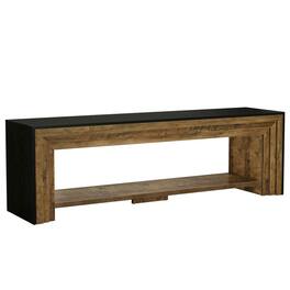 Kadyn - 70" Farmhouse TV Stand for 75-Inch TVs, Long Low Media Console with Open Shelves, Rustic Black - Brown