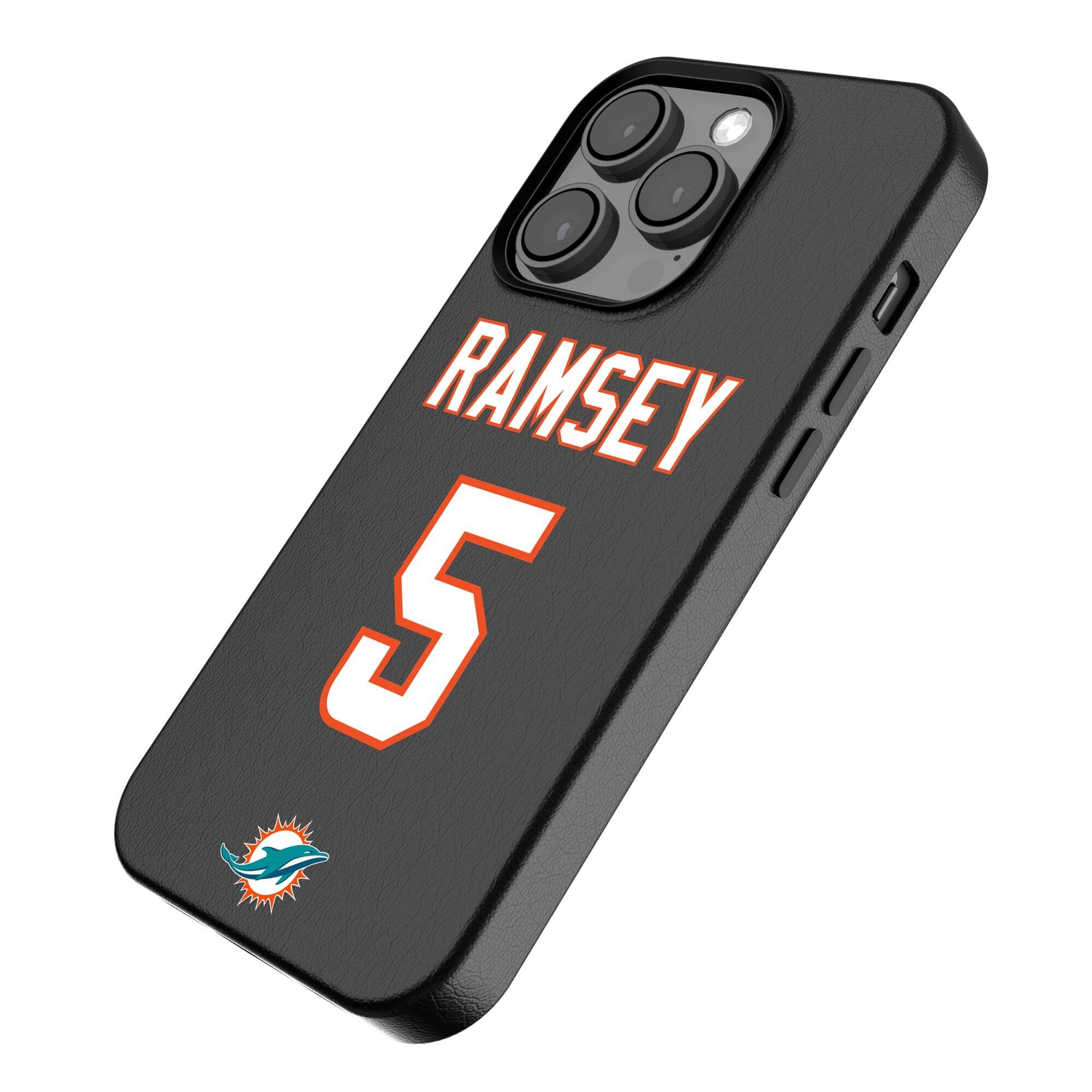 Alt View 1. Keyscaper - Jalen Ramsey-Black Miami Dolphins iPhone Magnetic Bump Case - 16 Pro Max - Black.