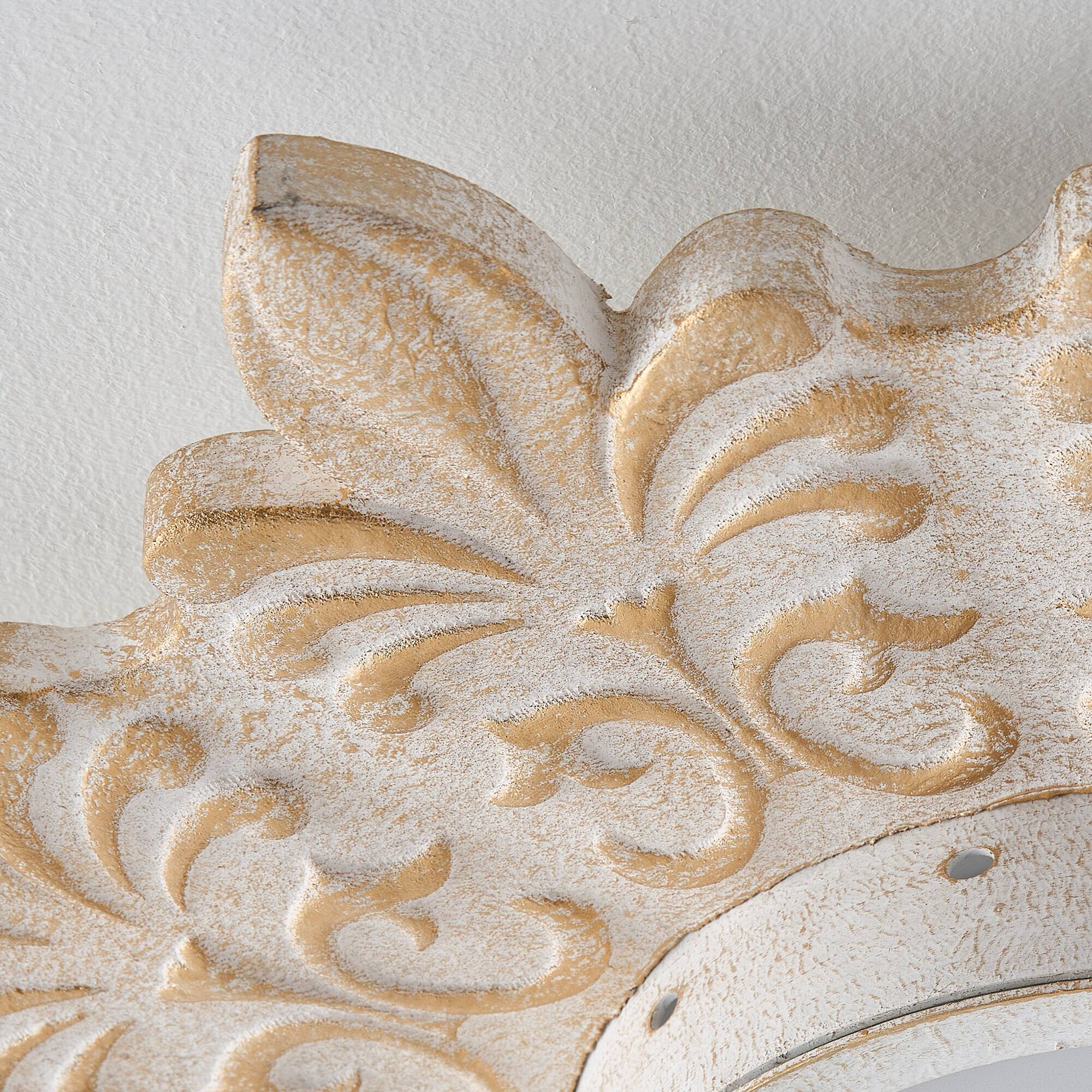 Alt View 2. Parrot Uncle - 21.6 in. Boho Distressed White Wood Dimmable Flush Mount Ceiling Light - Distressed White.