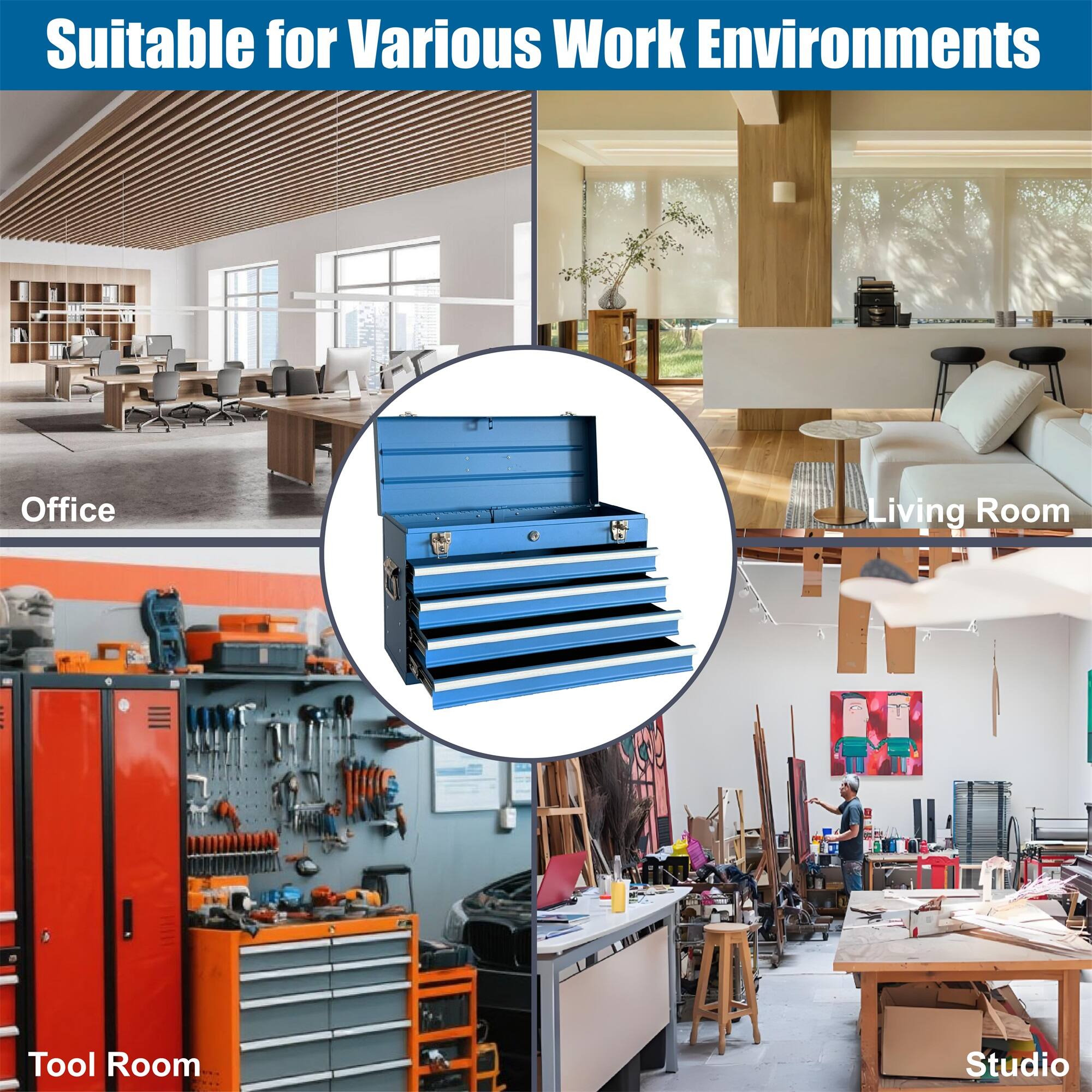 Suitable for Various Work Environments

Office  
Living Room  
Tool Room  
Studio