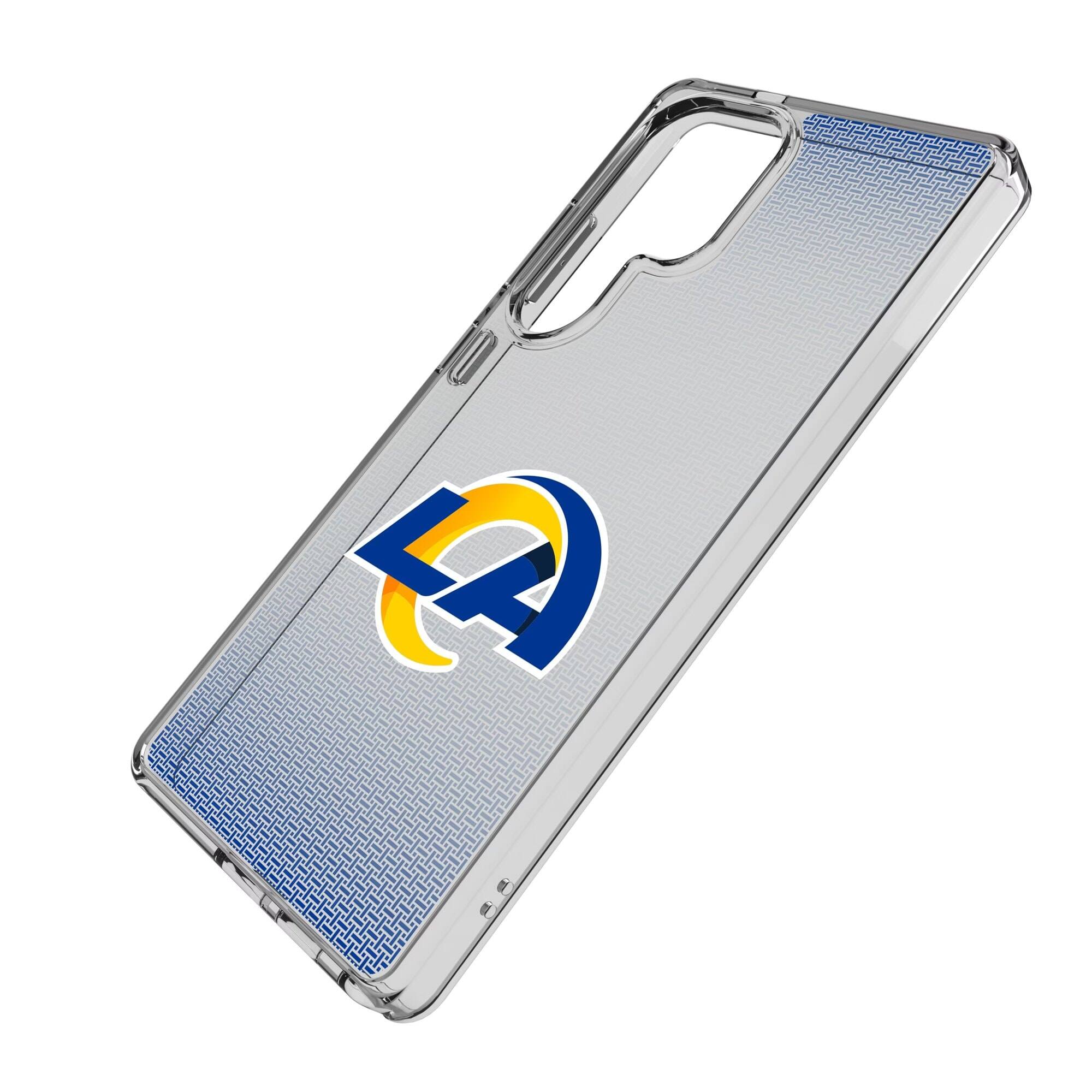 Alt View 1. Keyscaper - Los Angeles Rams Linen Logo Galaxy Clear Case - S22 - Multicolor.