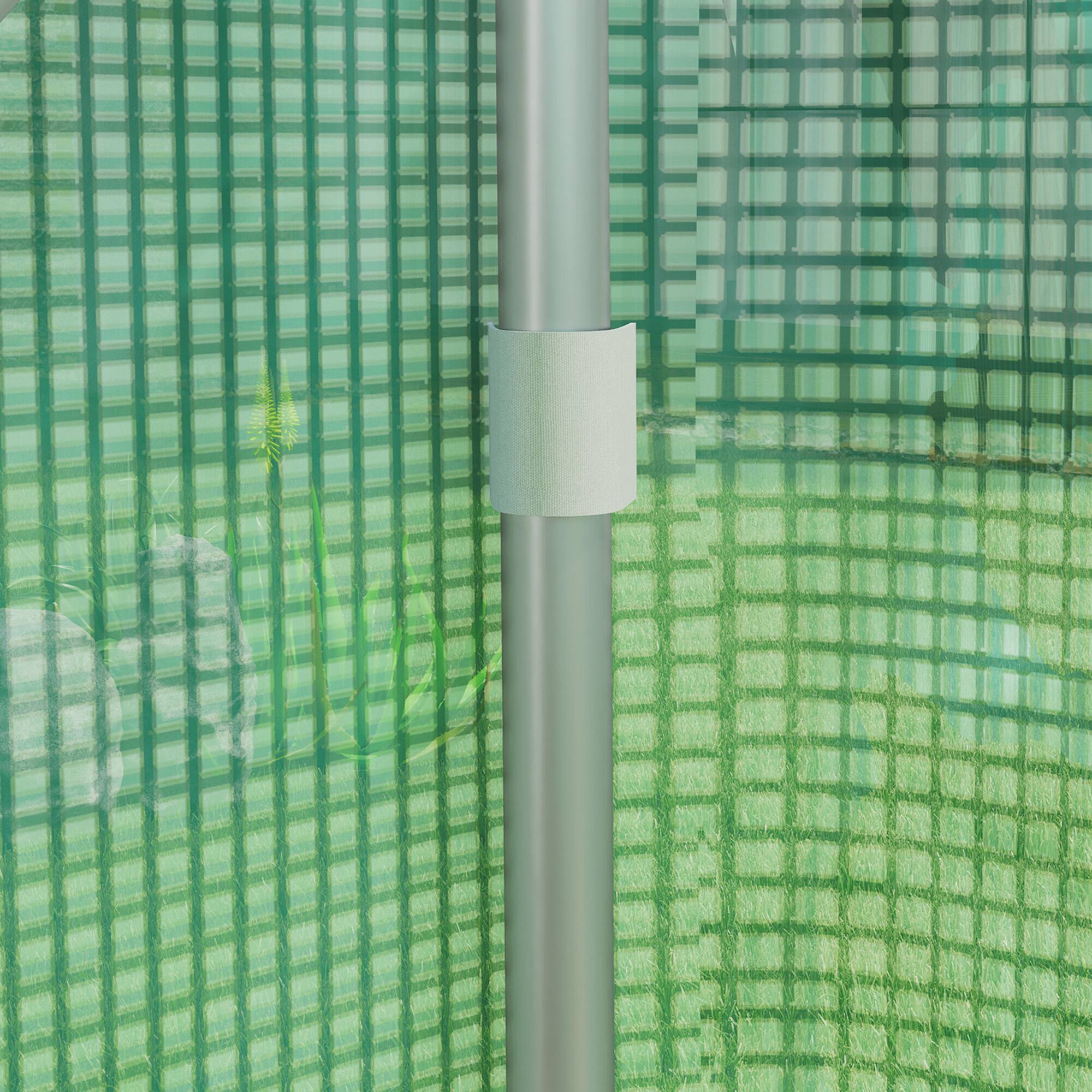 Alt View 8. Outsunny - 13' x 10' x 6.5' Hoop House Greenhouse with Large Windows and Zippered Door, Large Walk-In Tunnel Green House - Green.