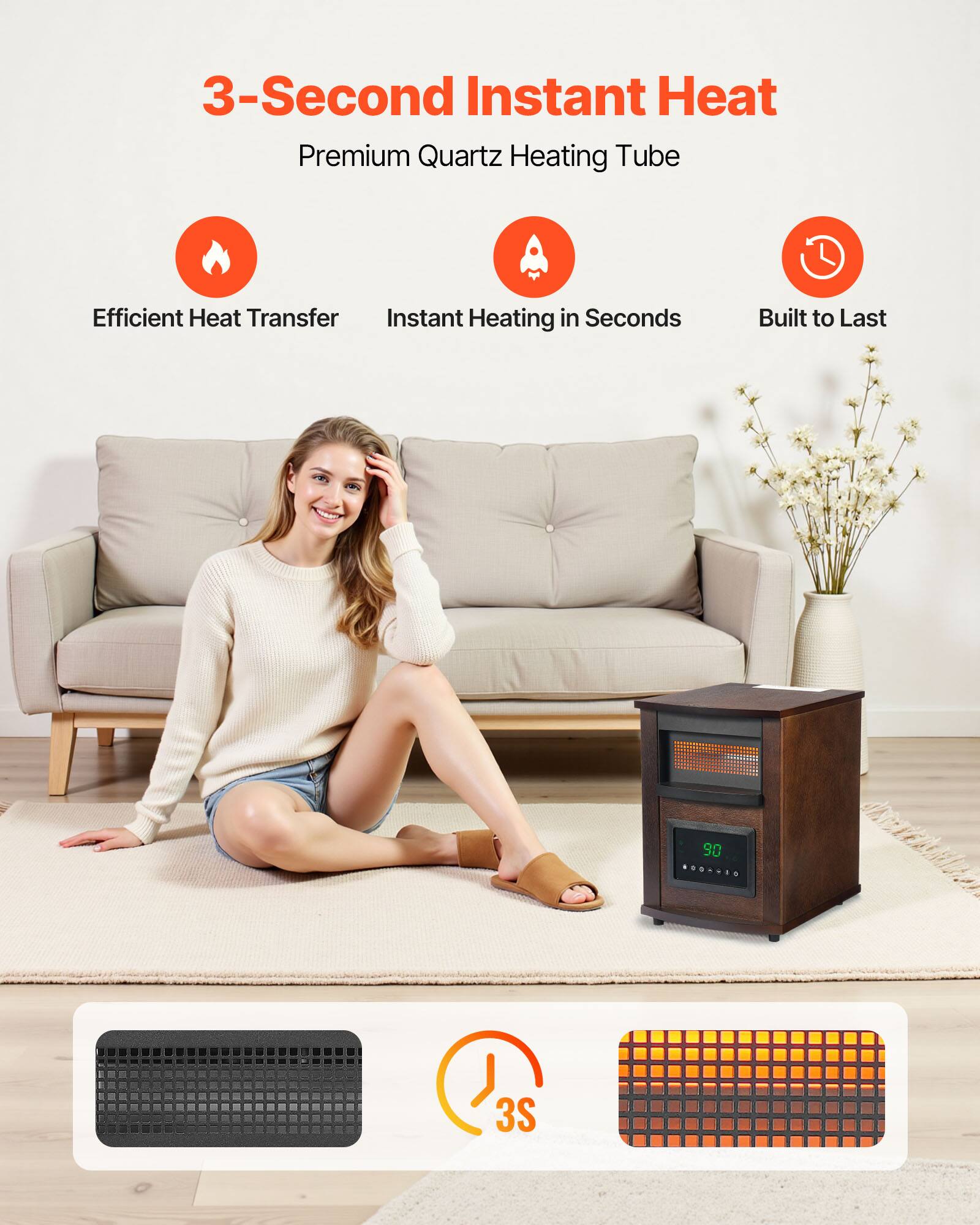 3-Second Instant Heat  
Premium Quartz Heating Tube  

Efficient Heat Transfer  
Instant Heating in Seconds  
Built to Last  

90 8000010  
3S