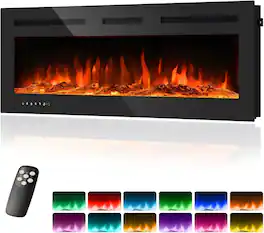 Mirfee - 60-inch Ultra-Thin Built-in/Wall-Mount Electric Fireplace with WiFi & Voice Control