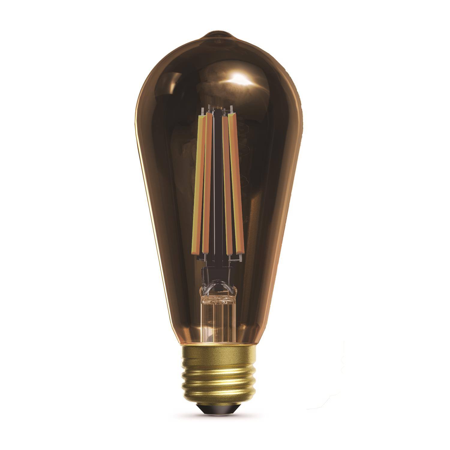 Angle. FEIT ELECTRIC - Feit ST19 E26 (Medium) Filament LED Bulb Warm Amber 60 Watt Equivalence 2 pk.