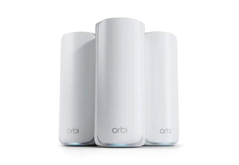NETGEAR - Refurbished Excellent - RBE773-100NAR Orbi 770 Tri-Band WiFi 7 Mesh System, 8000 sq.ft. Coverage, Router + 2 Satellites - White