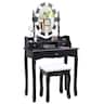 Costway - Vanity Dressing Table 10 Dimmable Bulbs Touch Switch - Black