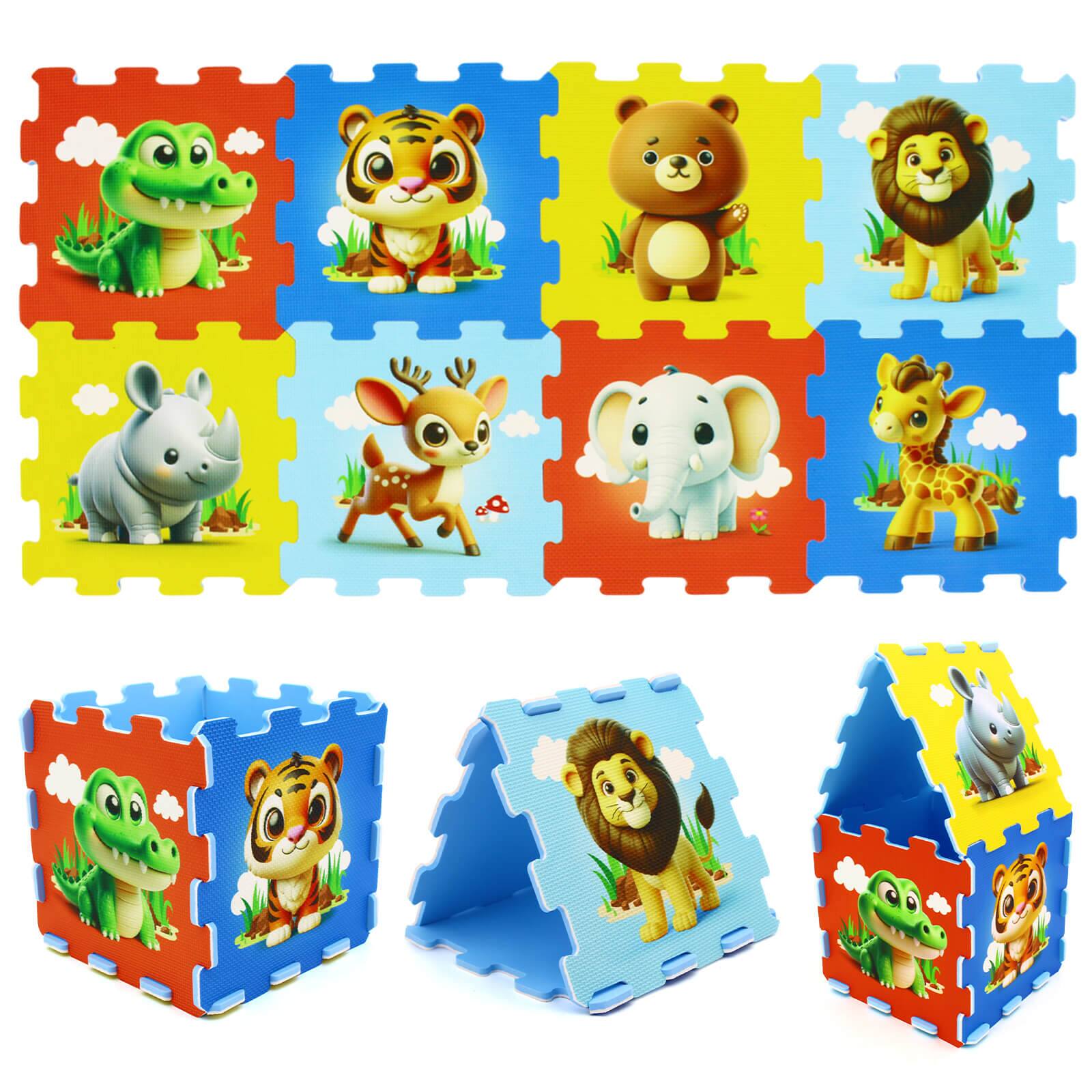 Front. Costway - Costway Kids Foam Puzzle Play Mat 8-Piece Interlocking Baby Floor Puzzle Tiles - Multicolor.