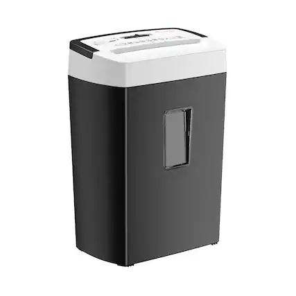 Front. Bonsaii - 12-Sheet Cross Cut Paper Shredder - P-4 Security - 5.5 Gallon Bin with Handle - Overheat Protection - Home & Office - Black & White.