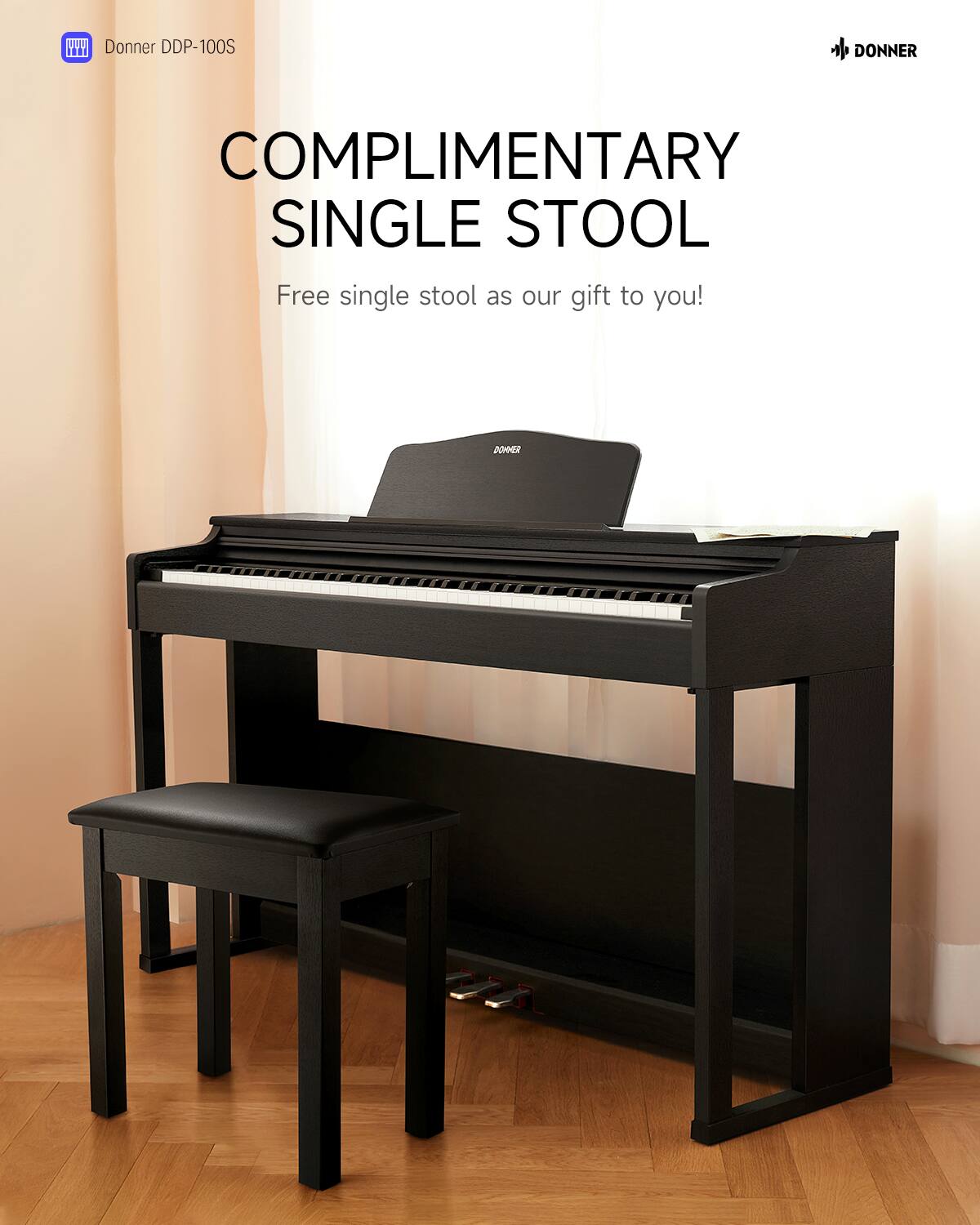 Donner DDP-100S  
COMPLIMENTARY SINGLE STOOL  
Free single stool as our gift to you!