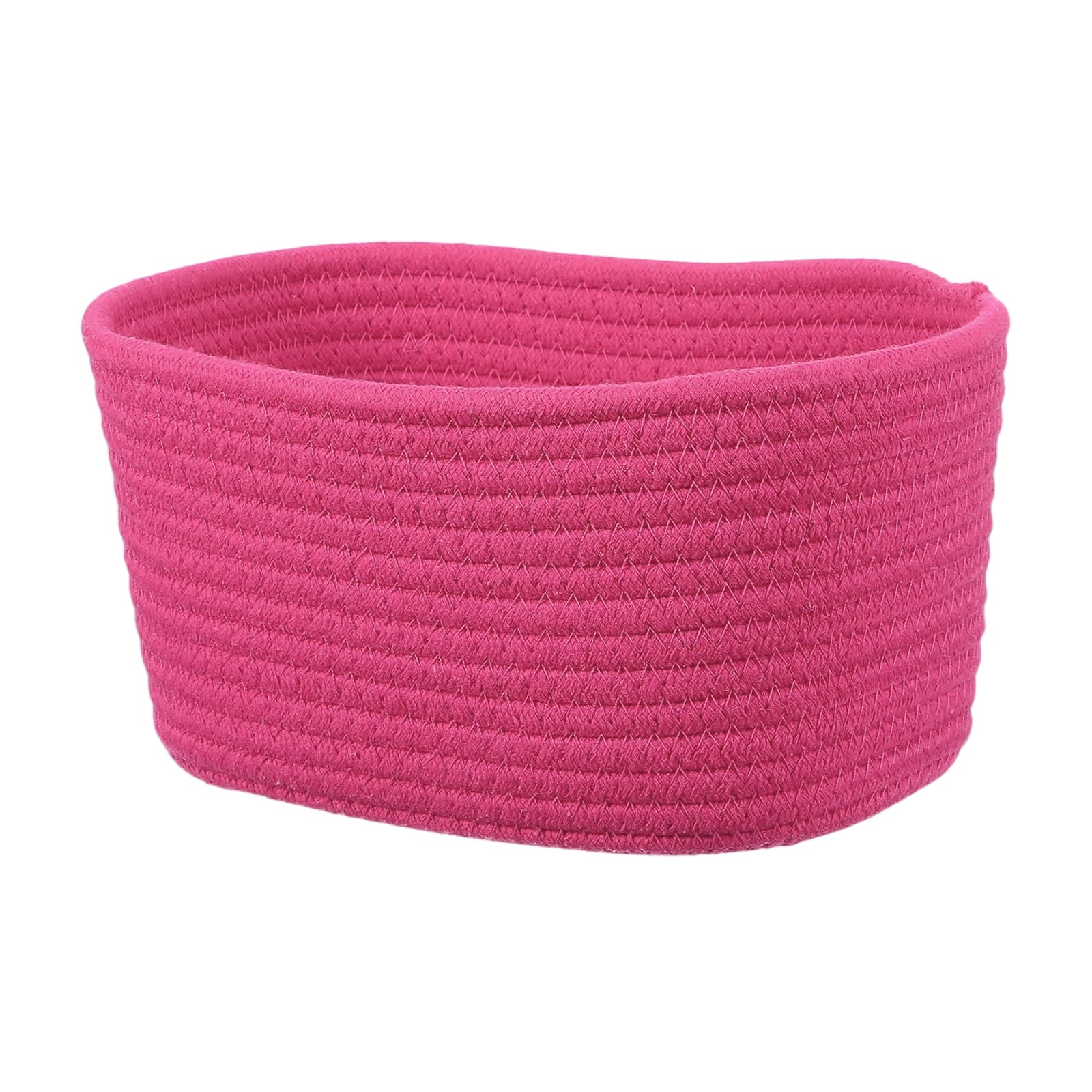 Unique Bargains - Small Woven Basket, 8.3x5.9x4.7 Inch Rectangular Rope Basket, Decorative Gift Chest Box for Shelf Storage Home Decor - Rose Pink