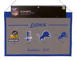 Winning Streak Sports - Detroit Football Heritage Banner LARGE 22x14 Wall Hanging Lions Logos from 1952, 1961, 1970 & 2009 - Multi