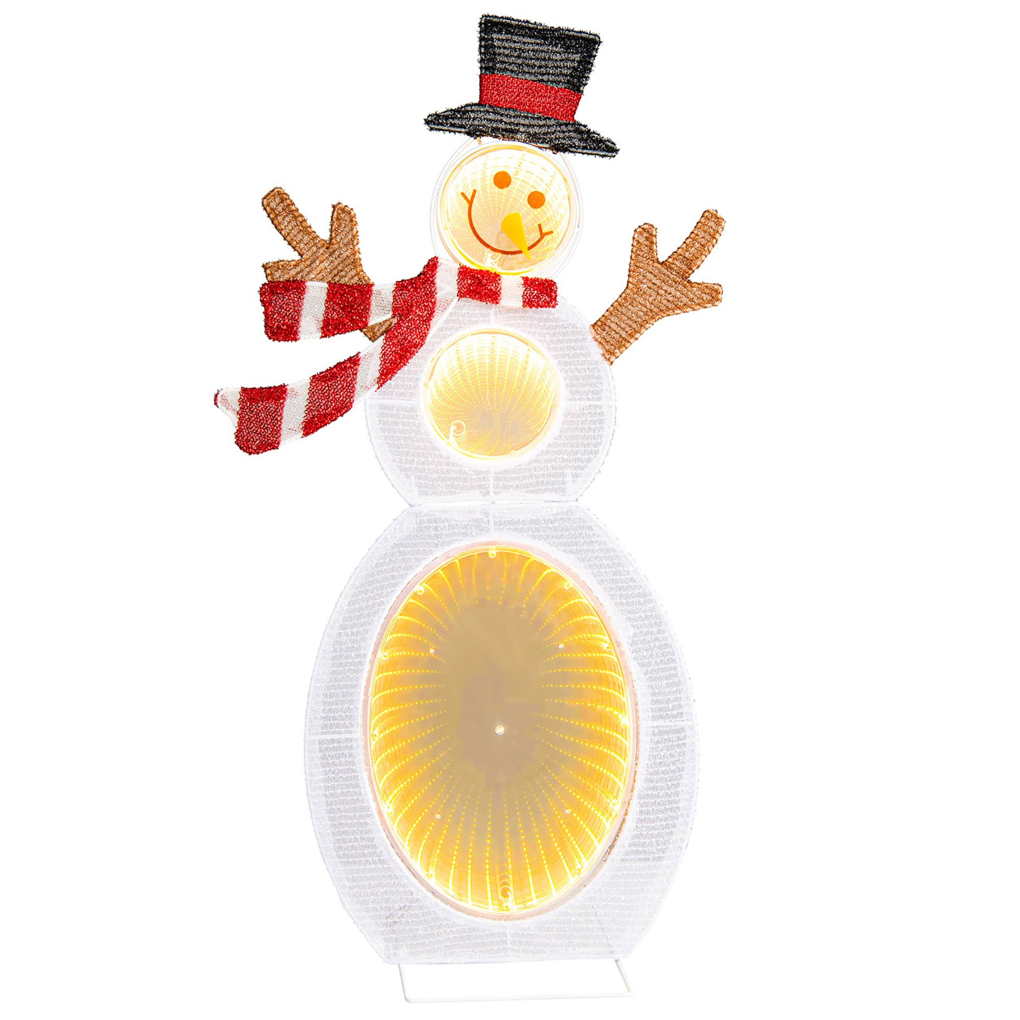 Gymax - 2.6 ' Lighted Snowman w/105 Built-in LED Lights Metal Stand Zip Tie Stakes - Multicolor