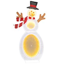 Gymax - 2.6 ' Lighted Snowman w/105 Built-in LED Lights Metal Stand Zip Tie Stakes - Multicolor