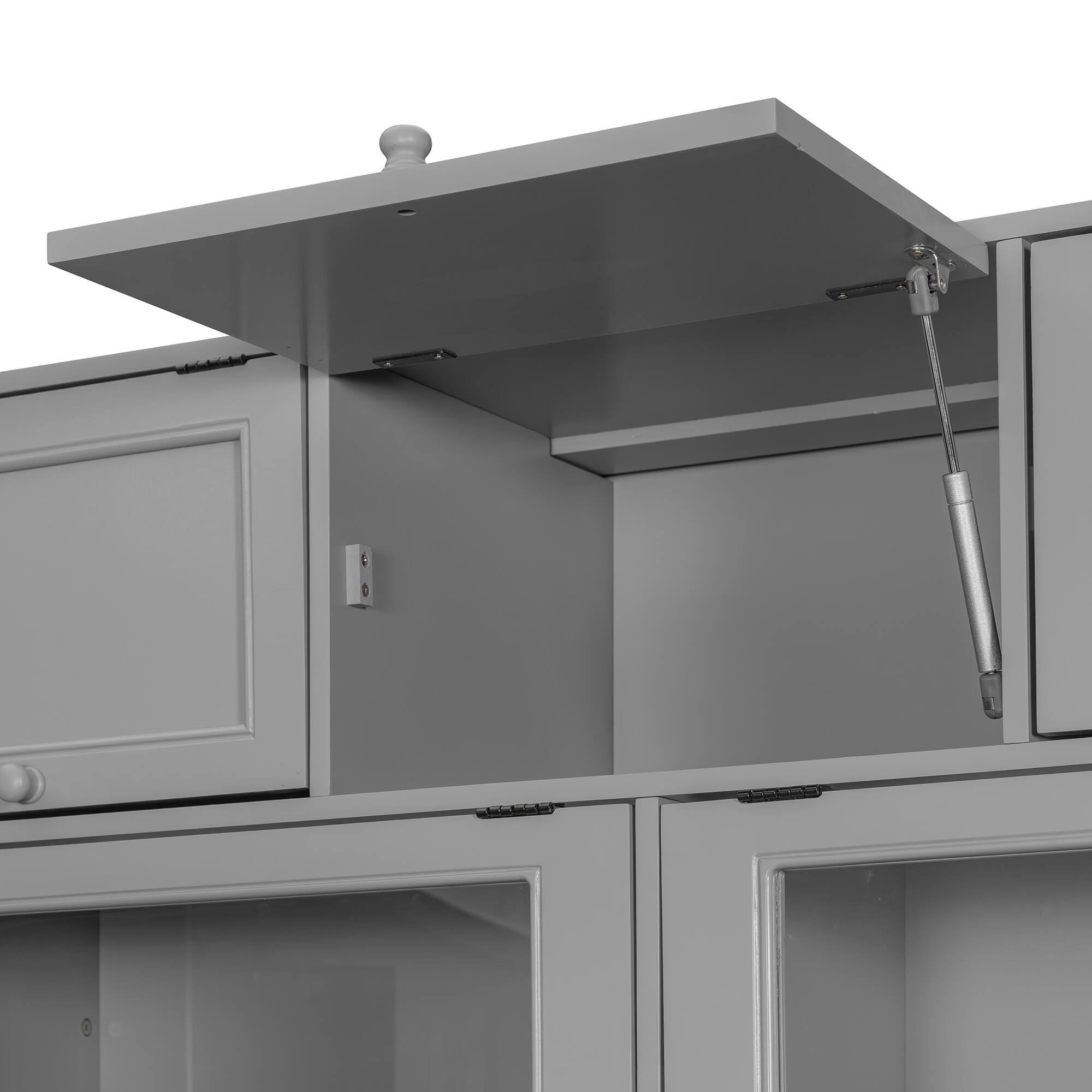 Alt View 1. Anysun - Twin Size Wooden Murphy Bed with TV Stand, 2 Drawers, Shelves, and Cabinets - Gray.