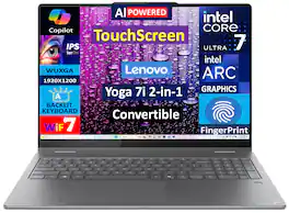 Lenovo - Yoga 7i 2-in-1 Laptop 16.0 WUXGA Display (Intel Ultra 7-256V, 16GB LPDDR5X, 1TB SSD, Intel Arc, Win 11 Home) - Luna Grey