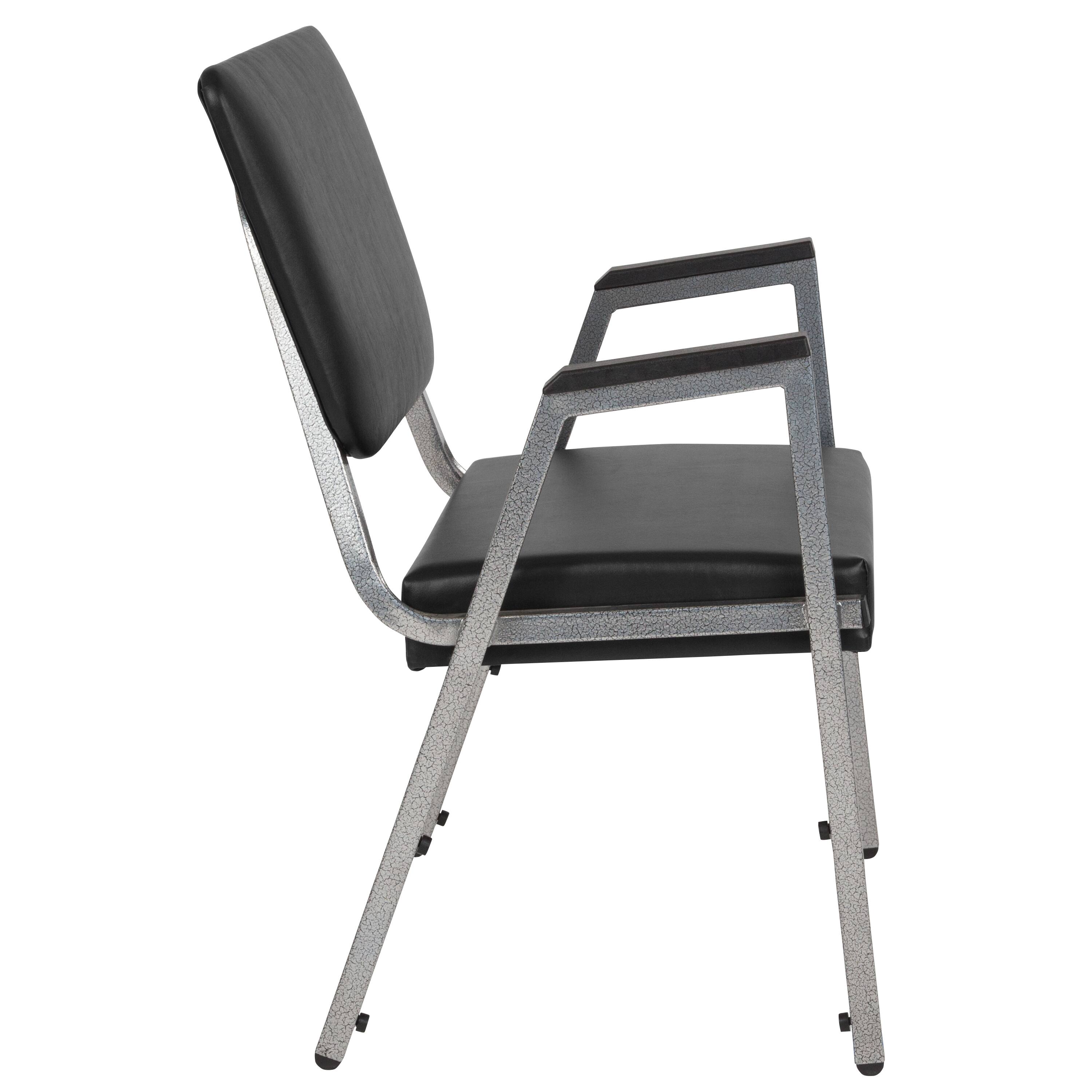 Alt View 6. Emma + Oliver - 1000 lb. Antimicrobial Bariatric Open Back medical Guest Arm Chair - Black Vinyl.
