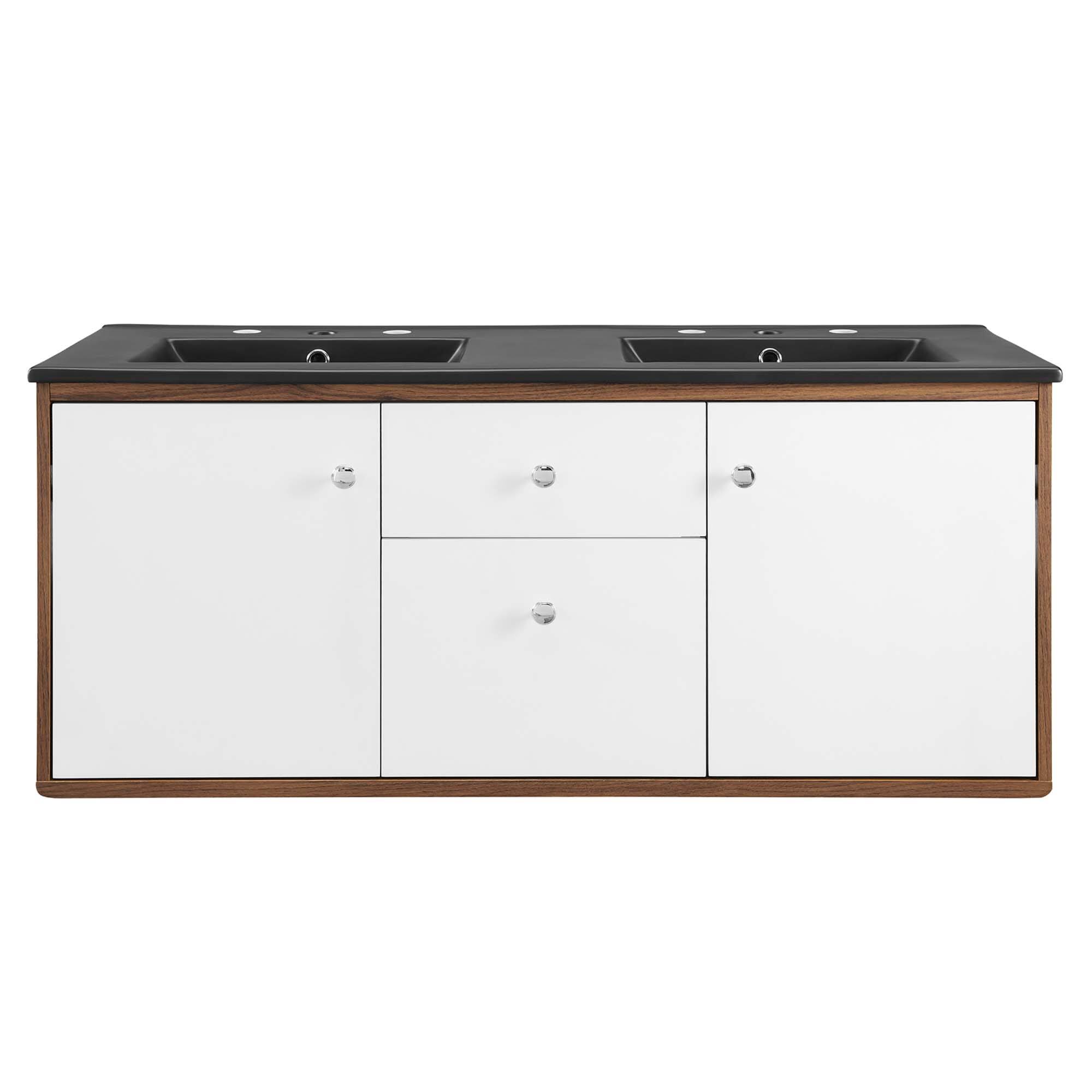 Alt View 2. Modway - Transmit Wall-Mount Bathroom Vanity Basin Included - Walnut Black.
