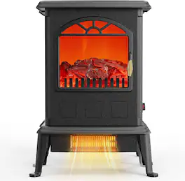 Winado - 22" Electric Portable Fireplace Free Stand Space Heater 1500W Space Heater - Black