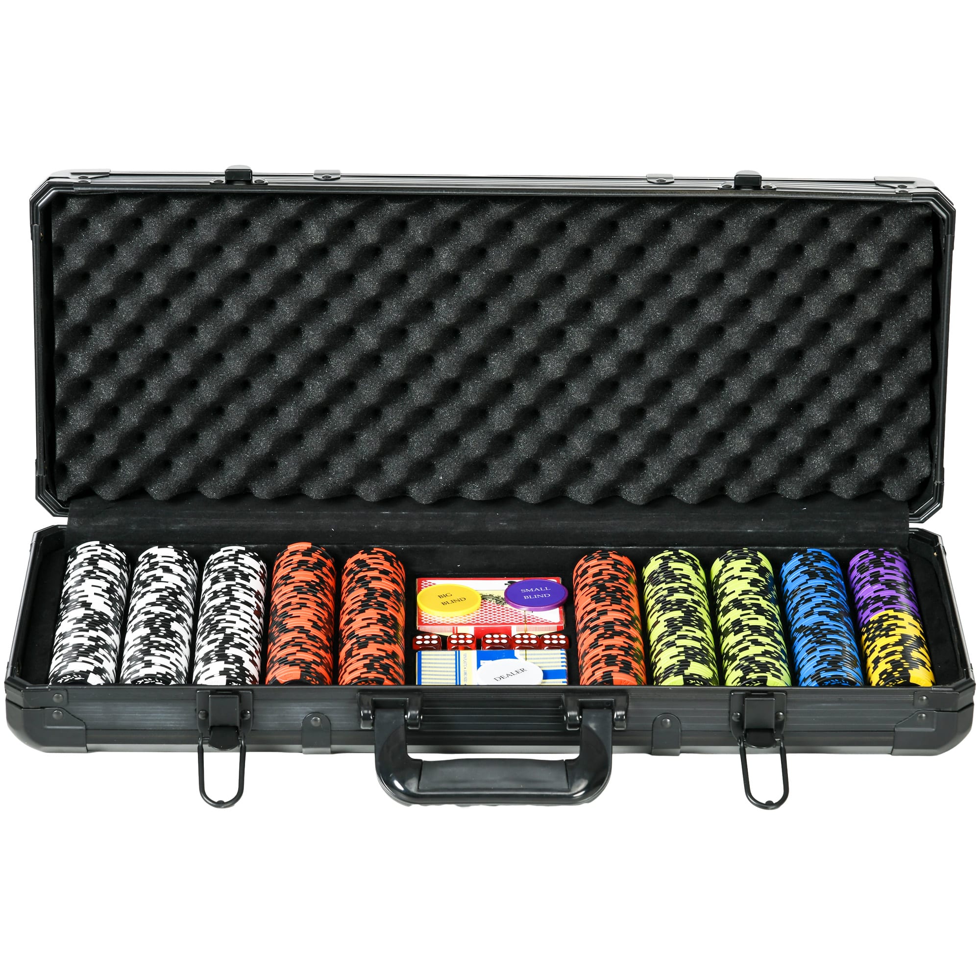 Soozier - Poker Chip Set with 6 Denominations, 500 Chips, 14 Gram Clay, Casino Poker Chips with Aluminum Case