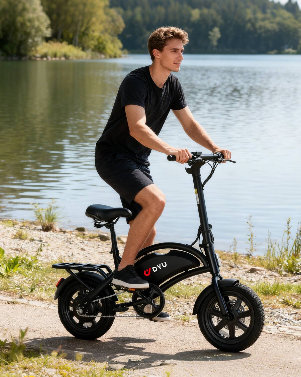 Alt View 6. DYU - 14 inch eBike w/ 25 Miles Max Range & 20 Mph Max Speed - Black.