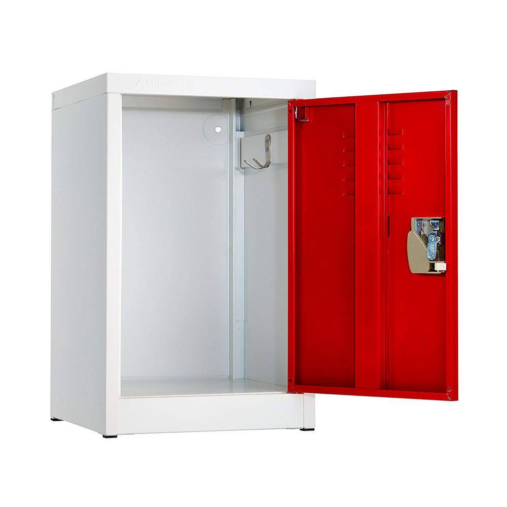Angle. AdirOffice - Storage Locker 629-Series 24" H 1-Tier Steel Locker with Key Lock - Red.