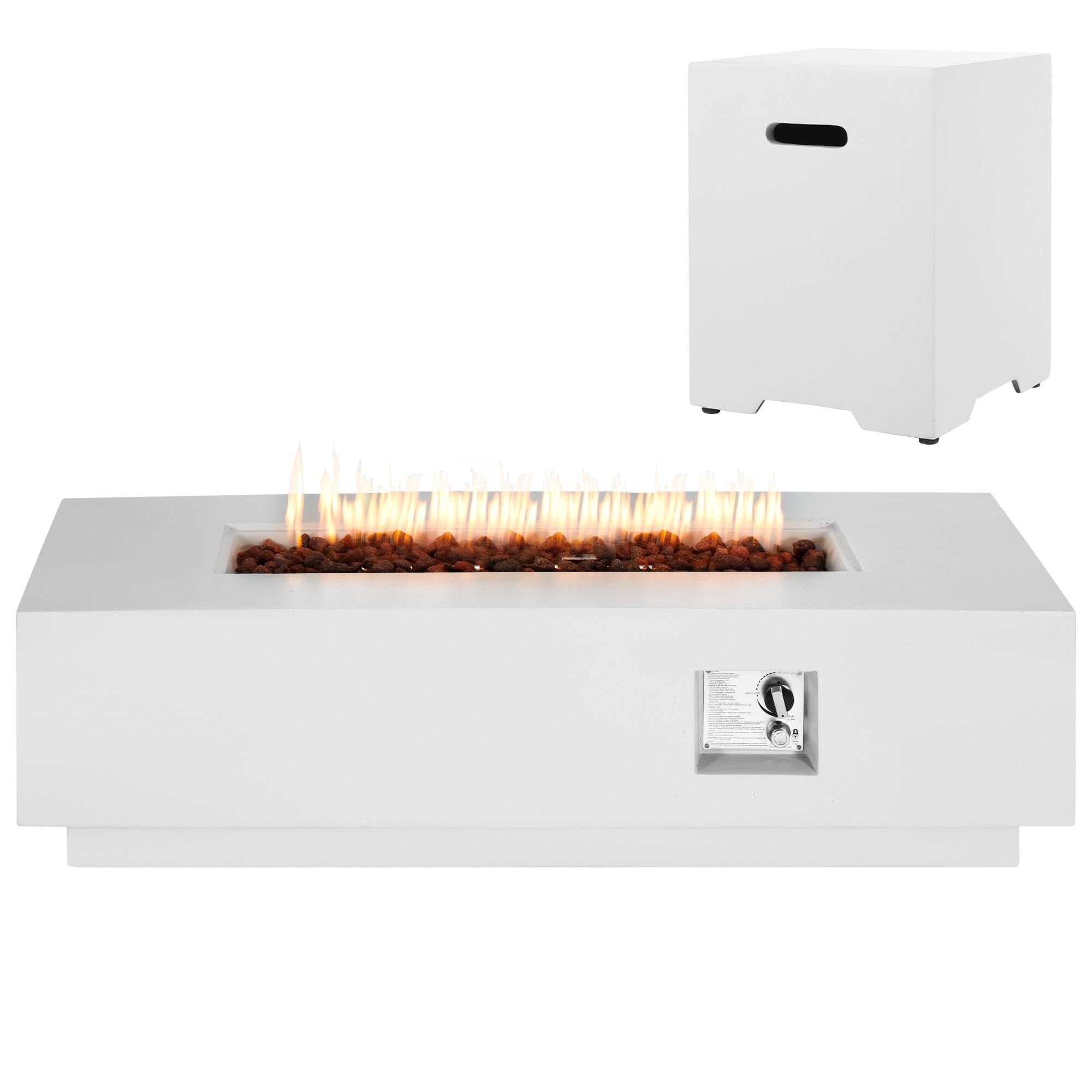 Alt View 7. U-HOMY - Rectangle Propane Fire Pit Table – Outdoor Heater for Patio, Backyard & Deck - White.