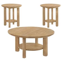 Coaster Co. of America - Ottowa 3-piece Round Wood Coffee Table Set - Light Oak