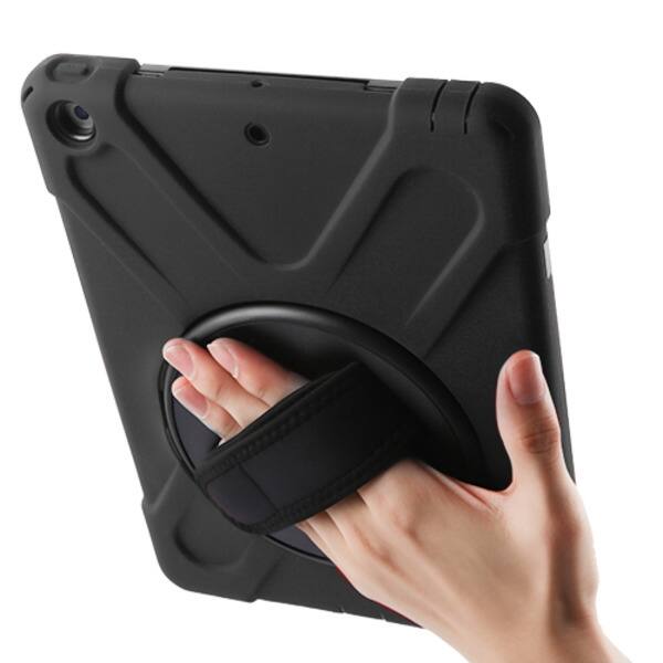 Alt View 4. Mybat - MyBat Rotatable Stand Protector Cover (with Wristband) for Apple iPad 10.2 (2019) (A2197, A2200, A2198) - Black / Black - Black.