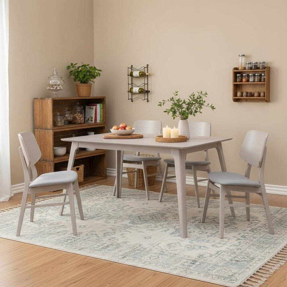 Alt View 9. FurniFact - 5-Piece Wood Dining Set Mid-Century White Ash - White.