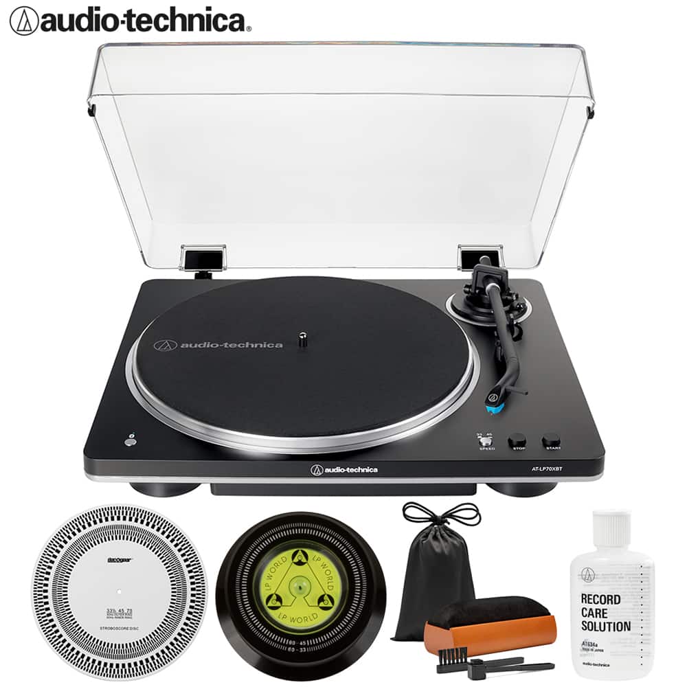 Audio-Technica - AT-LP70XBT Fully Automatic Wireless Belt-Drive Turntable w/ Record Care Bundle