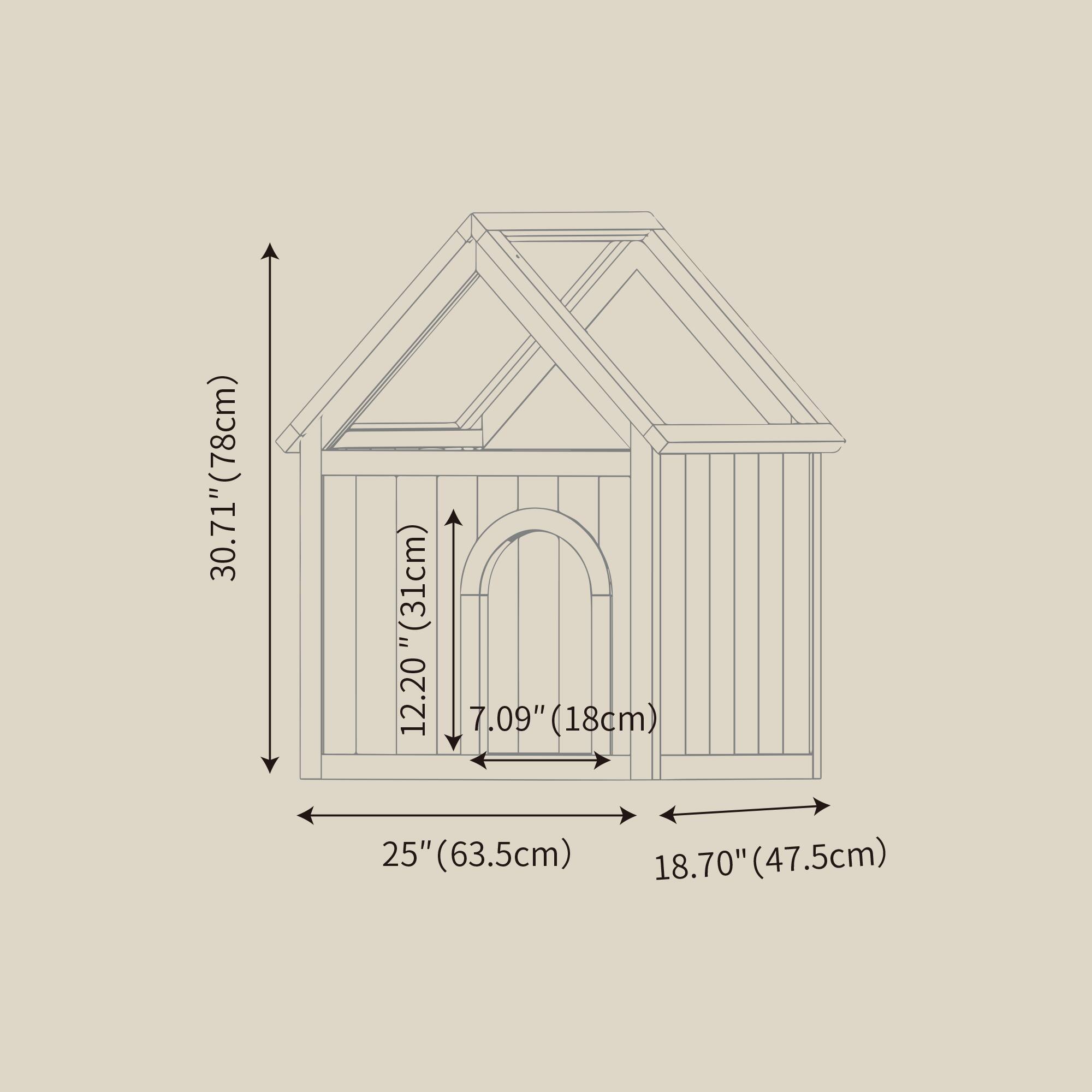 30.71" (78cm)  
12.20" (31cm)  
7.09" (18cm)  
25" (63.5cm)  
18.70" (47.5cm)