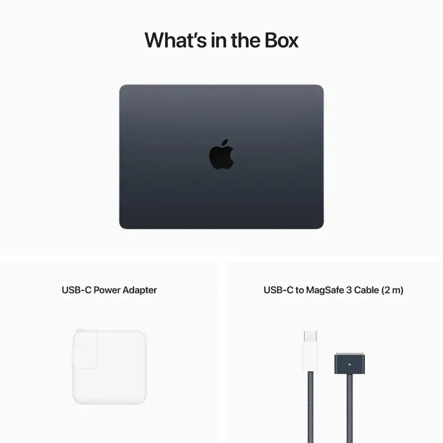 What's in the Box: USB-C Power Adapter, USB-C to MagSafe 3 Cable (2m)