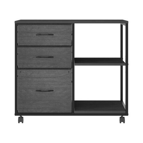 Alt View 3. Winado - Mobile 3-Drawer Rolling Filing Under-Desk File Cabinet with Adjustable Storage 2 Shelves, 28" Tabletop Printer Stand - Black.