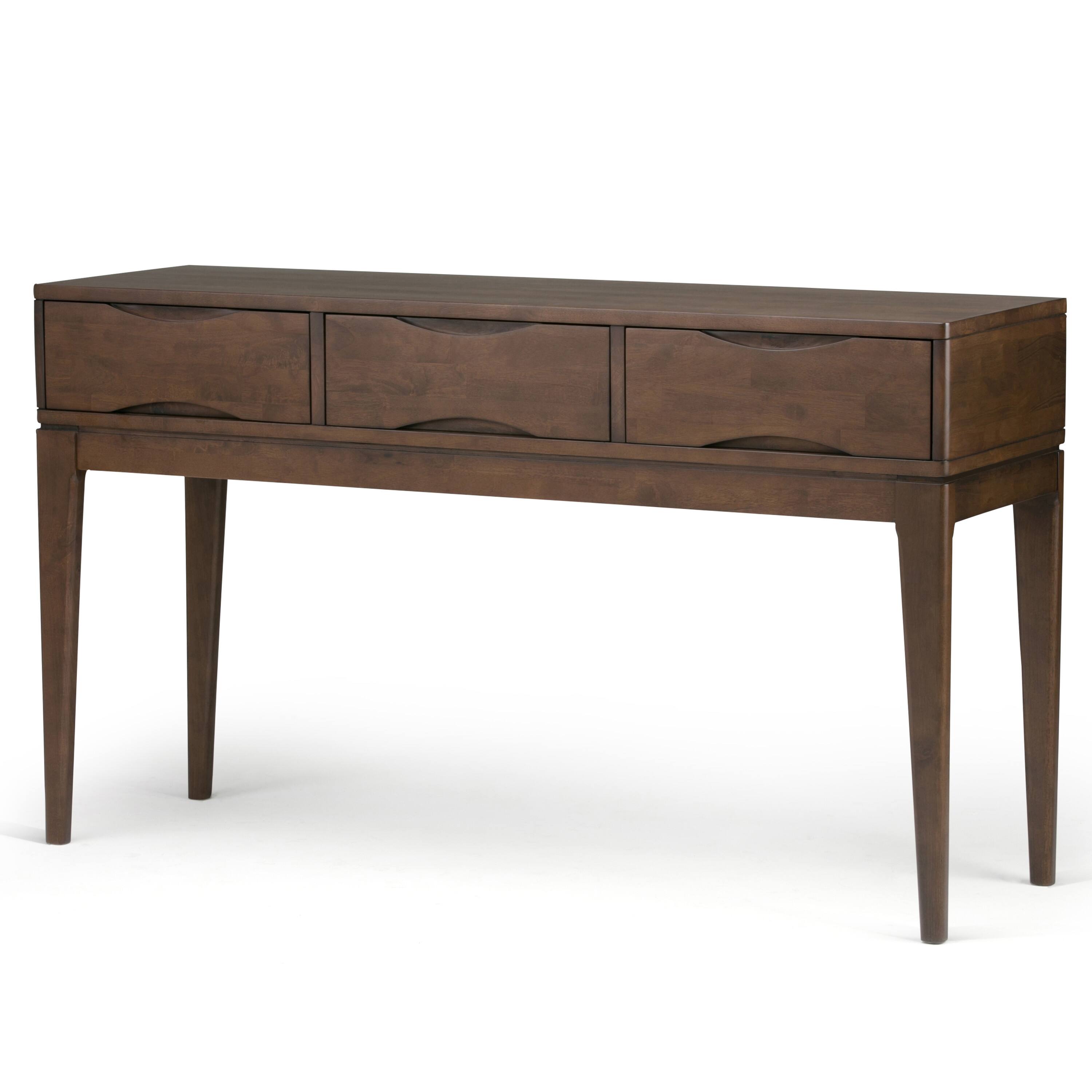 Angle. Simpli Home - Harper Console Sofa Table - Walnut Brown.