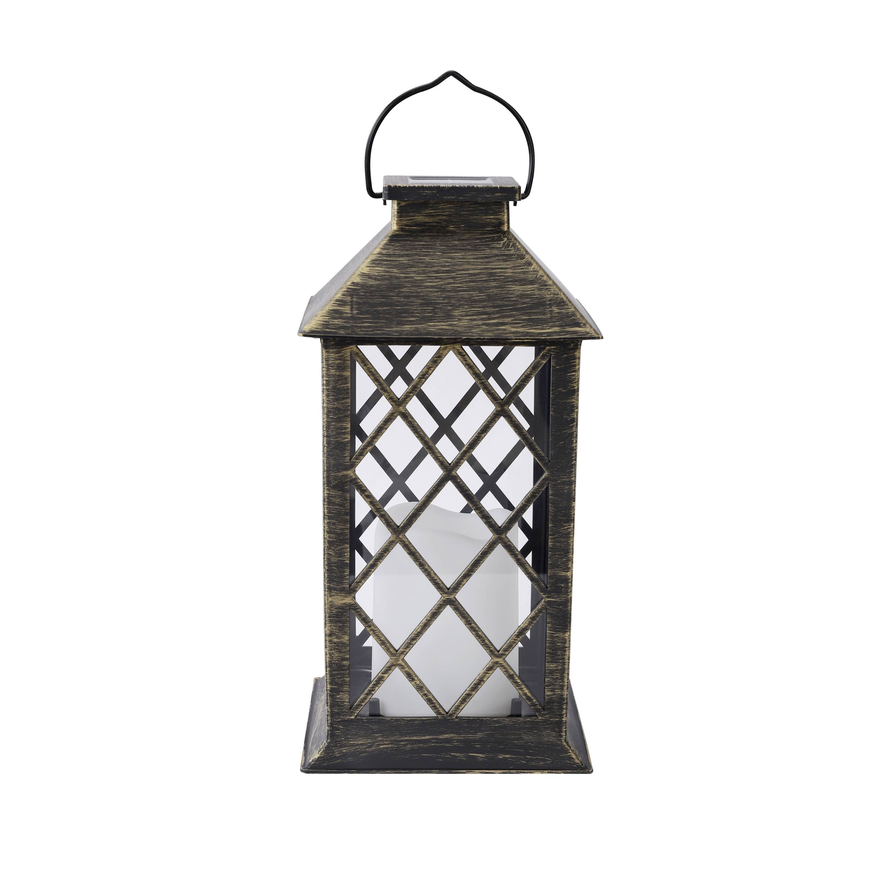 Alt View 6. Techko - Solar Vintage Metal Candle Lantern with Metal & Glass.