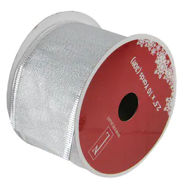 Northlight - Shimmering Christmas Wired Craft Ribbon 2.5" x 10 Yards - Silver