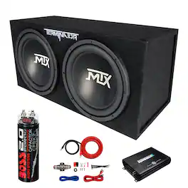 MTX - 12" 1200W Max Car Audio Dual Loaded Subwoofer Set with Car Audio Amplifier - Black