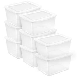 Sterilite - 58 Qt Storage Box, Stackable Plastic Container, Home Organizer, 8 Pack - White