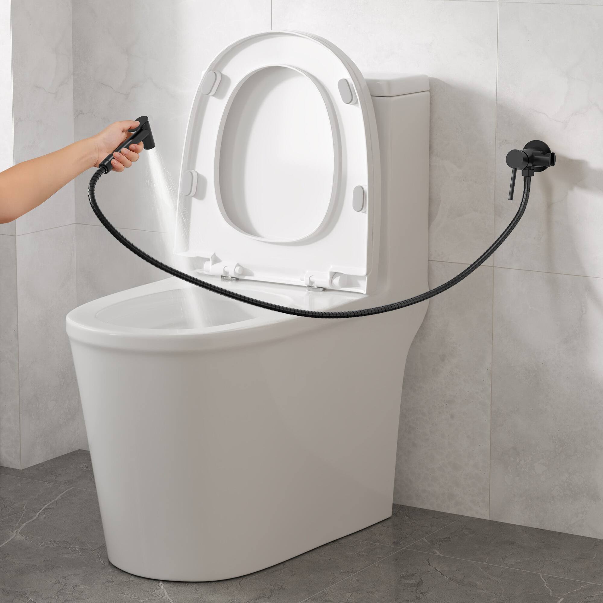 Alt View 8. GRANDJOY - Handheld Bidet Faucet with Hot and Cold Mixing Valve, Wall Mount  - Matte Black.