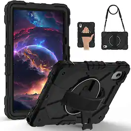 UUCOVER - Rugged Protective Case for Lenovo Idea Tab 11 inch (TB336) 2025/K11 Gen 2 Shockproof Stand Cover + Hand/Shoulder Strap - Black