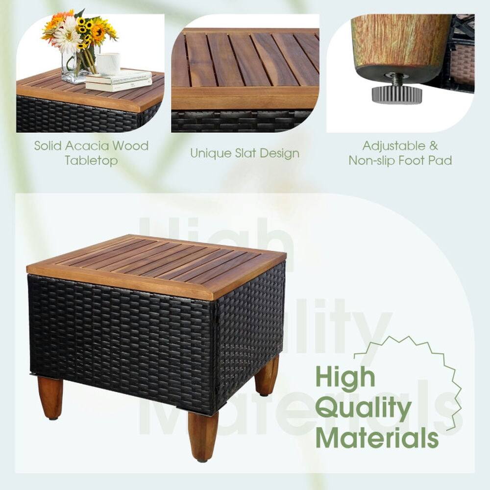 Solid Acacia Wood Tabletop  
Unique Slat Design  
Adjustable & Non-slip Foot Pad  
High Quality Materials