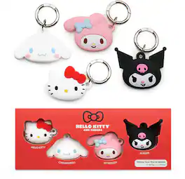 iFace - Sanrio Bundle Set Apple AirTag Case Accessory Silicone Protective Cover Cute Design with Carabiner Clip - Bundle (Hello Kitty Kuromi My Melody Cinnamoroll)