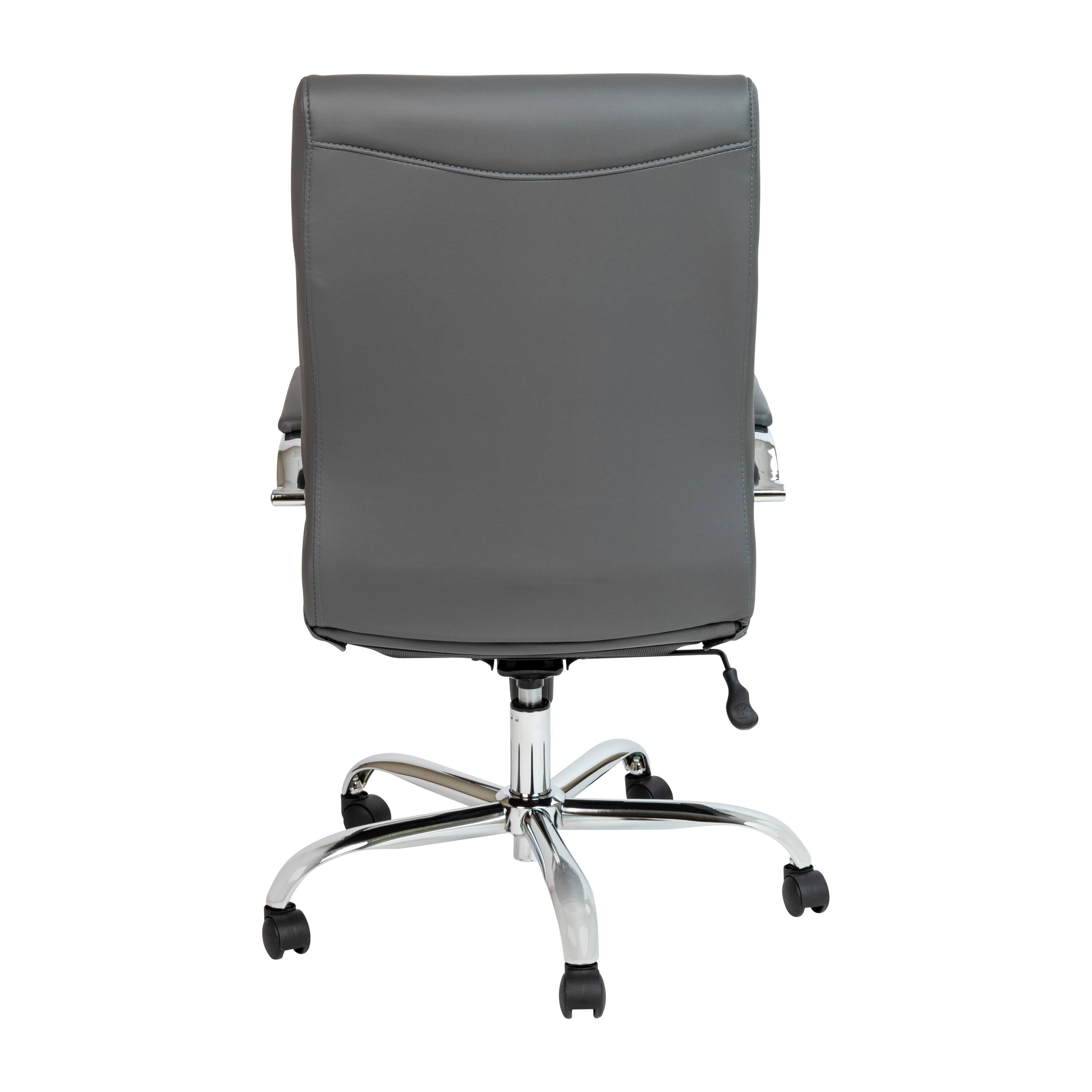 Alt View 5. Emma + Oliver - High Back Executive Swivel Office Chair with Metal Frame and Arms - Gray LeatherSoft/Chrome Frame.
