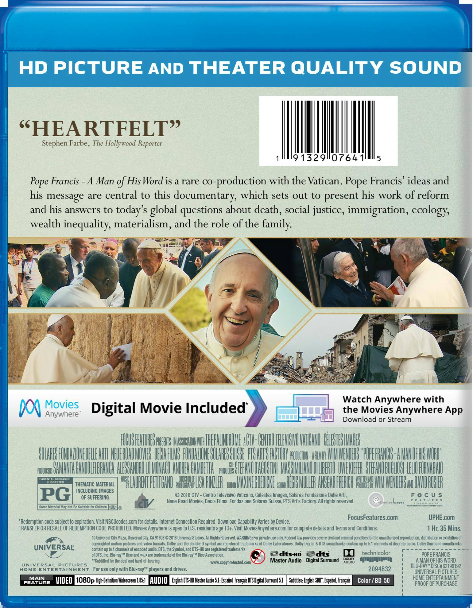 Angle. Pope Francis - A Man of His Word (Blu-ray + Digital HD) [Blu-ray].