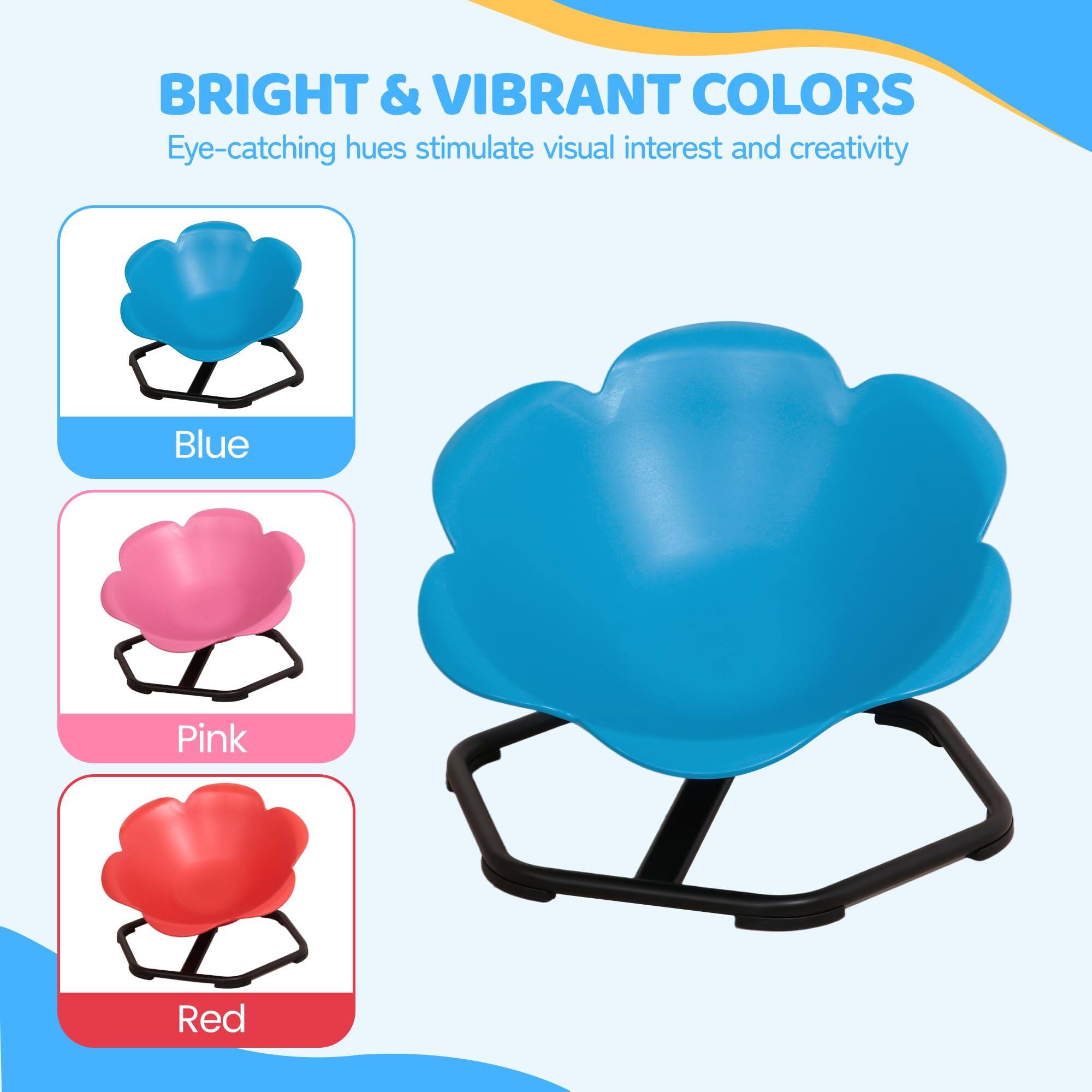 BRIGHT & VIBRANT COLORS  
Eye-catching hues stimulate visual interest and creativity  
Blue  
Pink  
Red