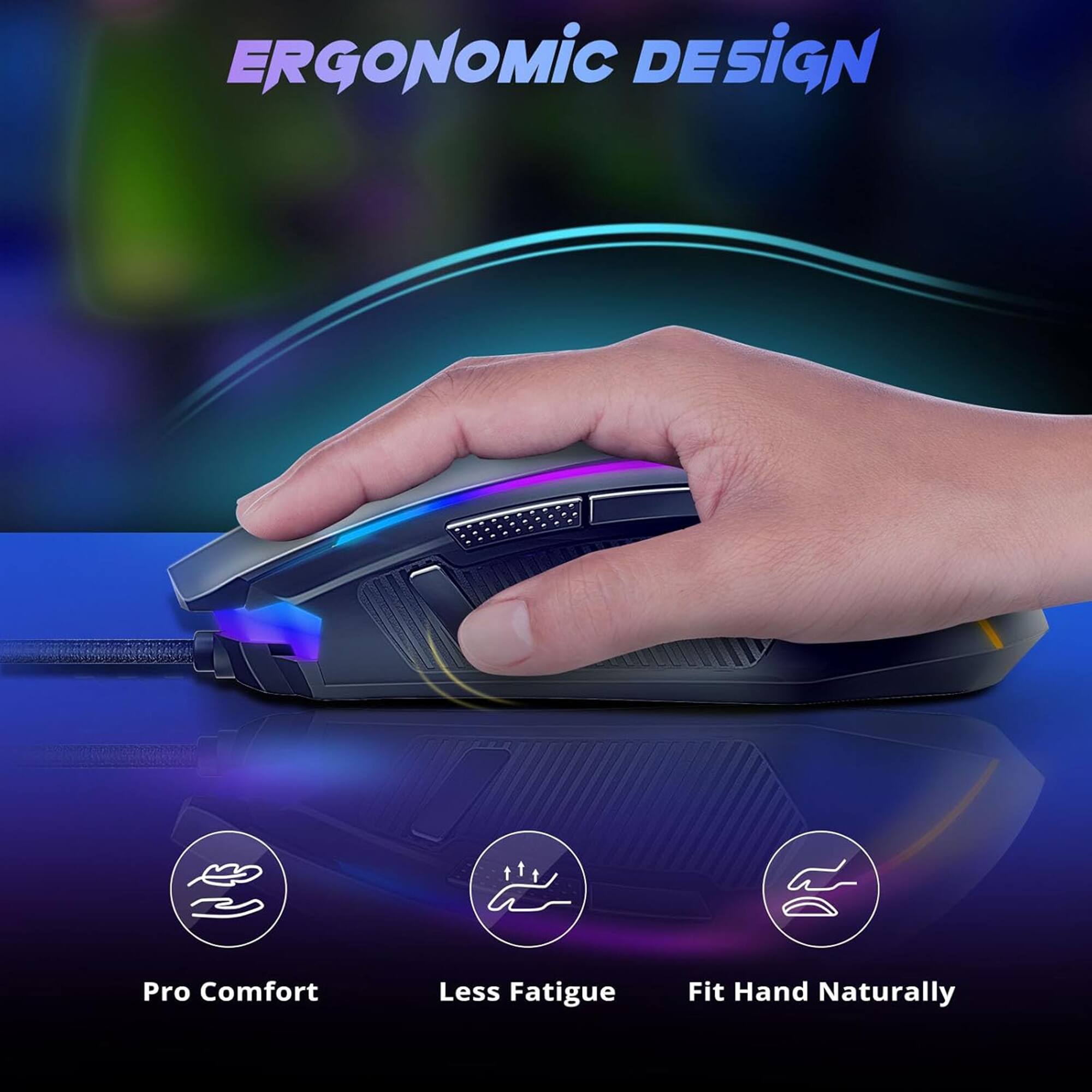 Ergonomic Design Pro Comfort Less Fatigue Fit Hand Naturally